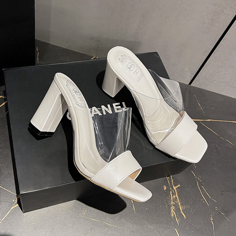 2025 New Summer Transparent High Heel Slippers for Women Outdoor Casual Thick Heel Slides - Image 5