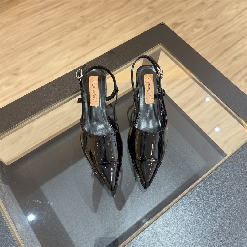 2026 New Xiaoxiang Style French Pointed Toe Backless Open Toe Sandals Kitten Heel Shoes for Women