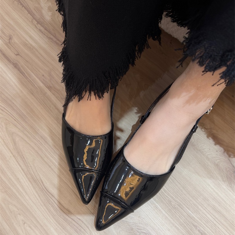 2026 New Xiaoxiang Style French Pointed Toe Backless Open Toe Sandals Kitten Heel Shoes for Women - Image 2